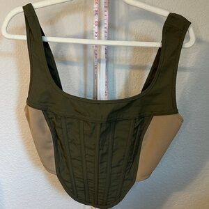 PrettyLittleThing‎ Olive and Tan Crop Top